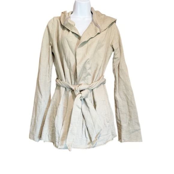 Lucky Brand Cream Hooded Belted Cardigan Jacket with Pockets - Picture 3 of 5